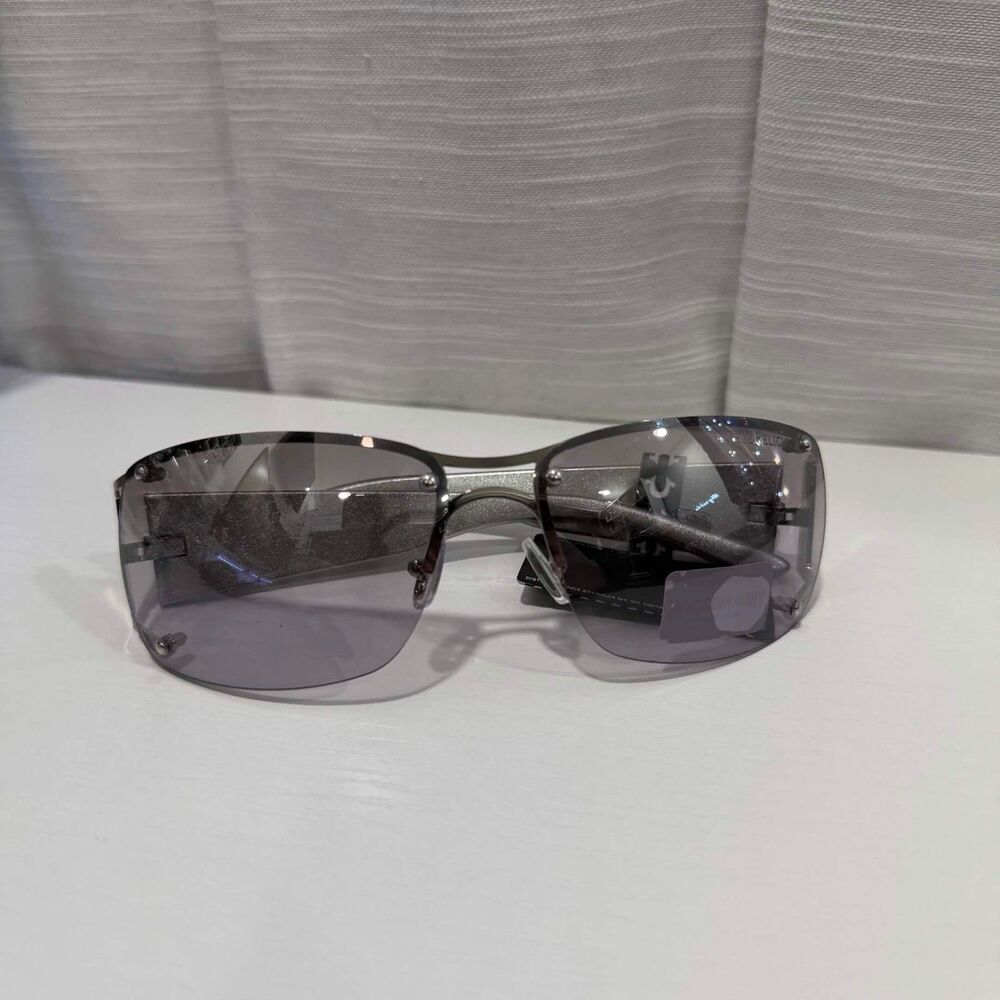 Y2K True Religion Silver Grey Sunglasses w/ Nose Bridge